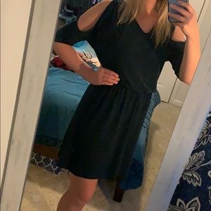 Dark green cocktail dress.